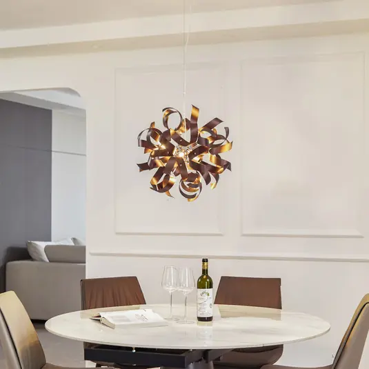 Závěsná lampa Lucande Kaelor, Ø 46 cm, měděná barva, hliník Expresní Doručení
