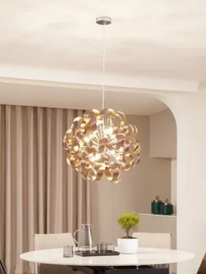 Značkový Závěsná lampa Lucande Kaelor, Ø 60 cm, měděná barva, hliník