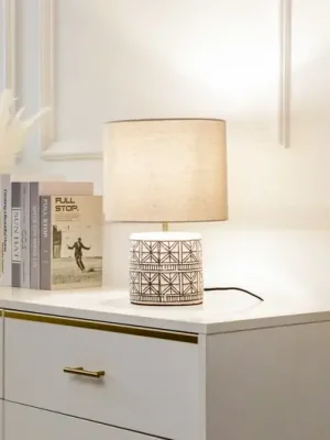 Stolní lampa Lucande Thalorin, 36,5 cm, černá/bílá, keramika Koupit Online
