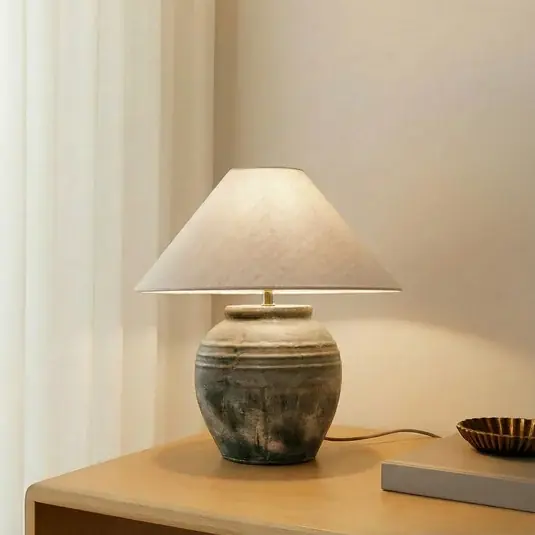 Výprodej Lucande stolní lampa Thalorin, výška 46 cm, šedá, keramika