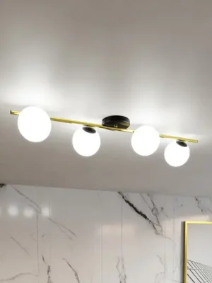 Nejprodávanější Stropní světlo Glassy 4-flg. lineární černá/zlatá/opálová