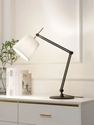 Stolní lampa Lucande Caelia, černá, textil, nastavitelná Nová Kolekce