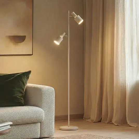 Akce Stojací lampa Lindby Ovelia, béžová, kov, E27