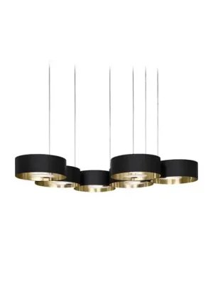 Závěsné svítidlo LED Sound Or6, šestisvětelné, černé, Up&Down Nízká Cena