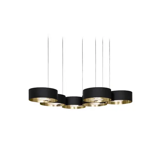 Závěsné svítidlo LED Sound Or6, šestisvětelné, černé, Up&Down Nízká Cena