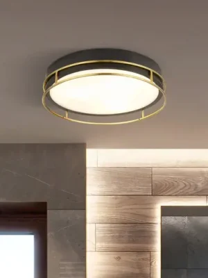 Stropní svítidlo Phoenix, Ø 30 cm, černá / mosaz, IP44 Poslední Šance