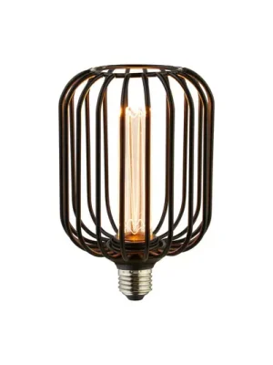 Bezpečná Platba Bubnová LED žárovka, černá, E27, 3,5 W, 1 800 K, stmívatelná