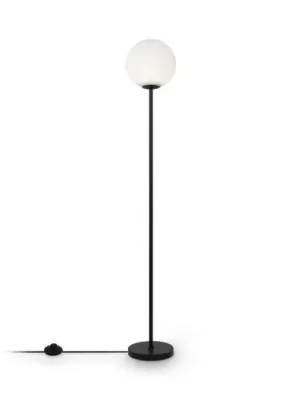 Originální Stojací lampa Maytoni Ring se skleněným stínidlem, černá