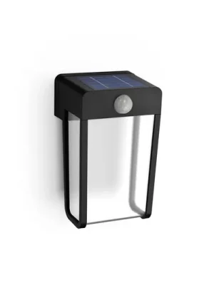 Philips LED solární nástěnné světlo Shroud, černé/čiré, senzor Vysoce Kvalitní
