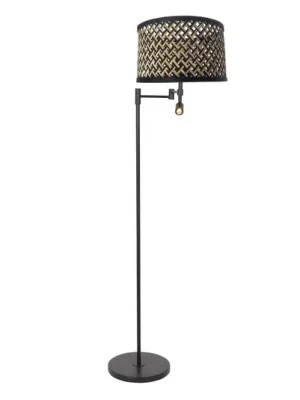 Stojací lampa Stang, LED světlo na čtení, černé/přírodní proutí Nakupujte Hned