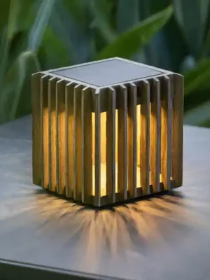 Zlevněný Solární stolní lampa Verti LED, teakově šedá, 3 000 K, 300 lm