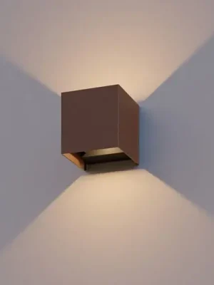 Calex LED venkovní nástěnné svítidlo Cube, nahoru/dolů, výška 10 cm, rezavě Levný