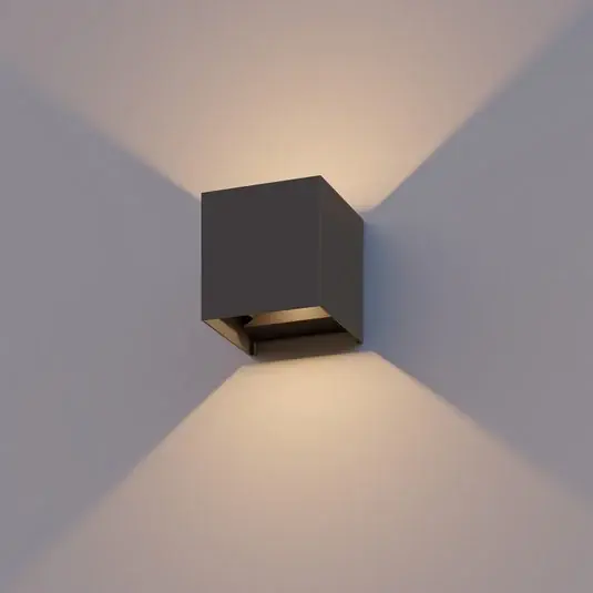 Calex LED venkovní nástěnné svítidlo Cube, up/down, výška 10 cm, antracitová Tovární Cena
