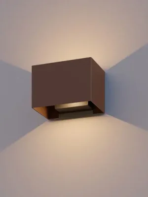 Venkovní nástěnné svítidlo Calex Rectangle up/down výška 10 cm rezavě hnědá Přímo Od Výrobce