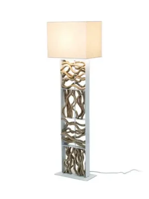 Stojací lampa Tremiti, barva dřeva/béžová, výška 160 cm, dřevo Vrácení Zdarma