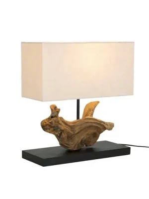 Vysoce Kvalitní Stolní lampa Lipari, barva dřeva/béžová, výška 41 cm, len