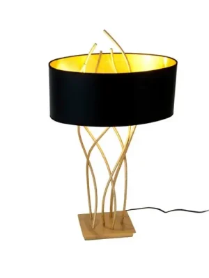 Oválná stolní lampa Elba, zlatá/černá, výška 75 cm, železo Speciální Cena