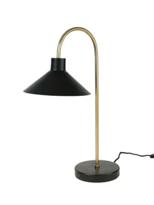 Stolní lampa Oktavia, černá/zlatá barva, výška 58 cm, mramor Autentický