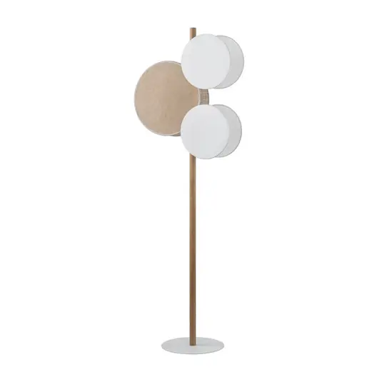 Stojací lampa Pulse, jutové stínidlo, přírodní hnědá/bílá, 3 plameny Finální Výprodej