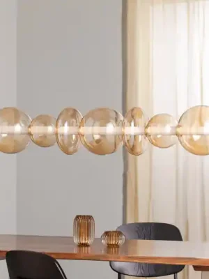 Víkendová Akce Závěsné světlo LED Daphne, sklo jantarově průhledné, délka 118 cm