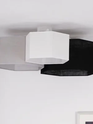 Přímo Od Výrobce Euluna stropní světlo Emil, textil černá/šedá/bílá, 3 žárovky