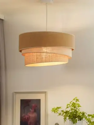 Nejprodávanější Euluna závěsné světlo Trio juta, přírodní hnědá/bílá/rafie, Ø 45 cm