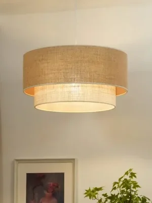 Závěsné světlo Boho, hnědé/bílé, Ø 45 cm, textil Finální Výprodej
