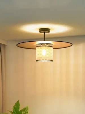 Nejlepší Cena Euluna stropní světlo Manila, zlatá, ratan, Ø 50 cm