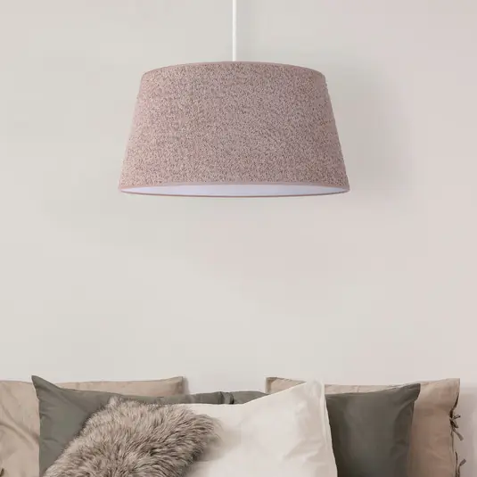 Dokud Zásoby Vydrží Euluna závěsné světlo Boucle, textil cappuccino, Ø 50 cm, 1-žárovkové.