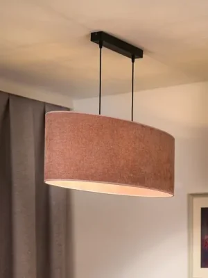 Aktuální Euluna závěsné světlo Celine, růžové, žinylková tkanina, délka 80 cm