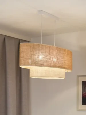 Závěsné světlo Boho, hnědá/bílá, délka 80 cm, textil Cenový Hit
