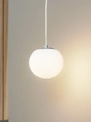 Závěsné svítidlo Lucande Bidolo, chromová barva, sklo, Ø 15 cm, IP44 Nízká Cena