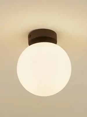 Stropní svítidlo Lucande Bidolo, černé, sklo, Ø 15 cm, IP44 Horká Nabídka