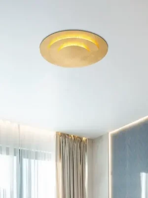 Stropní svítidlo Heda LED, Ø 35 cm, zlatá barva, kov Ověřený