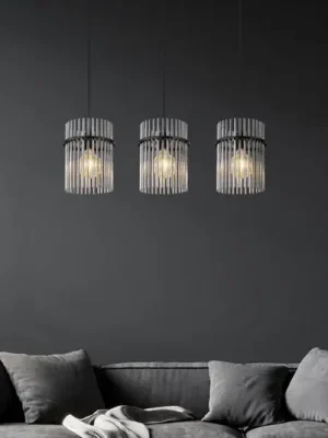 Aktuální Závěsné svítidlo Gorley, délka 80 cm, kouřově šedá, 3 světla, sklo
