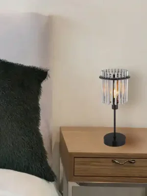 Stolní lampa Gorley, výška 37,5 cm, kouřově šedá, sklo/kov Vysoce Kvalitní