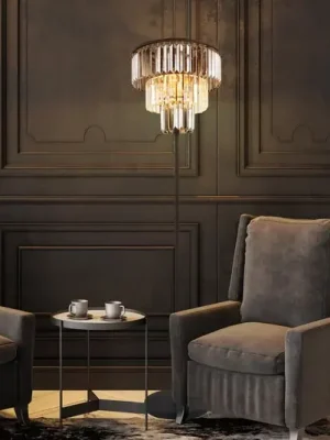 Stojací lampa Naxis, černá/kouřově šedá, výška 160 cm, křišťálová Bezpečná Platba