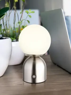 Výprodej Stolní dobíjecí lampa Julsy LED, niklová barva, výška 21 cm, CCT