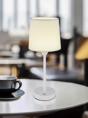 Jen Po Omezenou Doba LED dobíjecí stolní lampa Lunki, bílá, výška 35 cm, tkanina, CCT