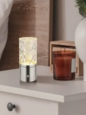 Nabíjecí stolní lampa LED Lunki, niklová barva, výška 19 cm, CCT Poslední Šance
