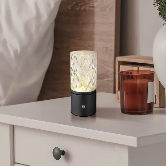 Novinka Nabíjecí stolní lampa LED Lunki, matná černá, výška 19 cm, CCT