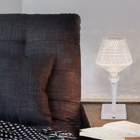 Nabíjecí stolní lampa LED Gixi, čirý/křišťálový efekt, CCT Cenová Bomba