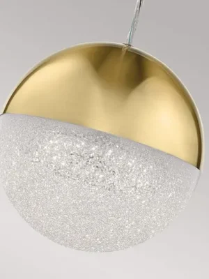 Aktuální Závěsné svítidlo LED Moonlit, zlatá barva, hliník, Ø 20 cm, globus