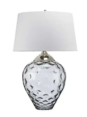 Stolní lampa Samara, Ø 51 cm, šedá, látka, sklo, 2 světla Koupit Online