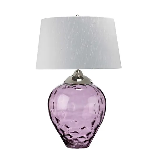 Stolní lampa Samara, Ø 51 cm, růžová, látka, sklo, 2 světla Ověřený