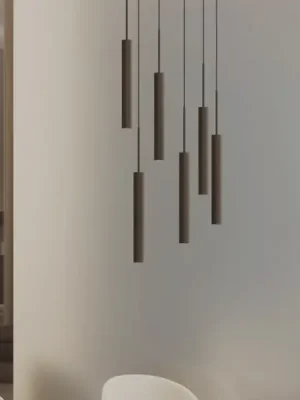 Akční Nabídka Závěsné světlo Audo Tubulaire, 6 ramen, prsten, bronz, hliník