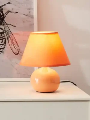 Akční Cena Stolní lampa Primo, oranžová, Ø 19 cm, textil/keramika