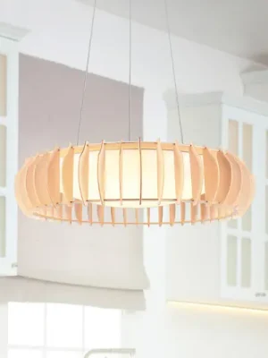Závěsná lampa Monte LED, Ø 60 cm, světlé dřevo, dřevo, CCT Přímo Od Výrobce