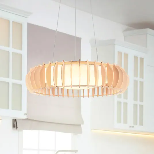 Závěsná lampa Monte LED, Ø 60 cm, světlé dřevo, dřevo, CCT Přímo Od Výrobce