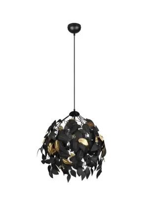 Závěsná lampa Leavy, černá/zlatá, Ø 38 cm, plast Akce
